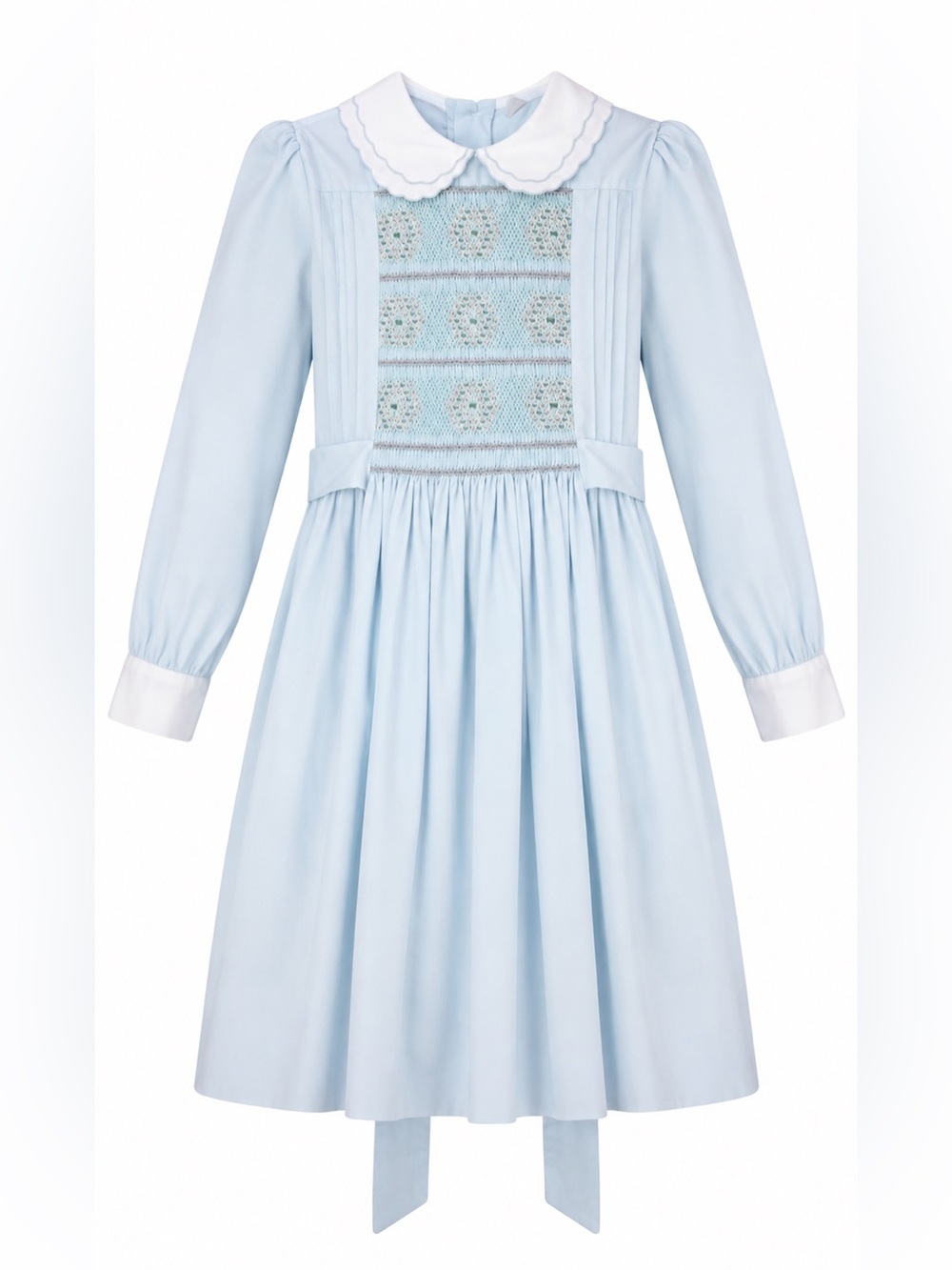Classic Peter Pan Collar Kids Dress in Light Blue